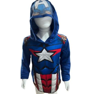 Imagem de Camiseta Manga Longa Infantil Menino Algodão Estampada Capuz Vingadores Brandili-Masculino