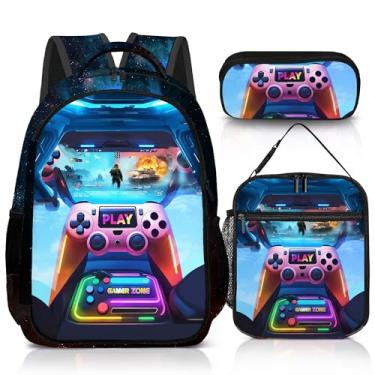 Imagem de jvycjlu Conjunto de mochila de jogos para meninos, mochila de jogos, lancheira para meninos e bolsa de lápis para crianças, 42 cm, Game-tkcz-5, GAME-TKCZ-5, Mochilas de viagem