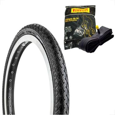 Imagem de Pneu Levorin Comfort Balão Aro 20 x 1.75 + Camara Pirelli Bico Grosso Bicicleta Infantil Bmx Mtb