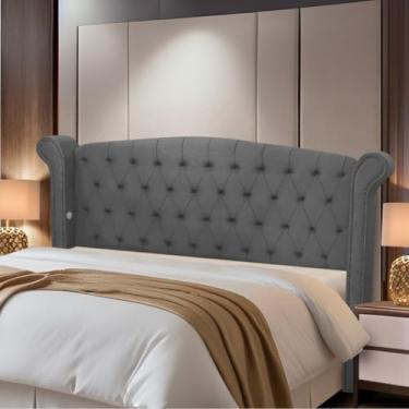 Imagem de Cabeceira Cama Box King Size Estofada Madeira Grécia (Cinza)
