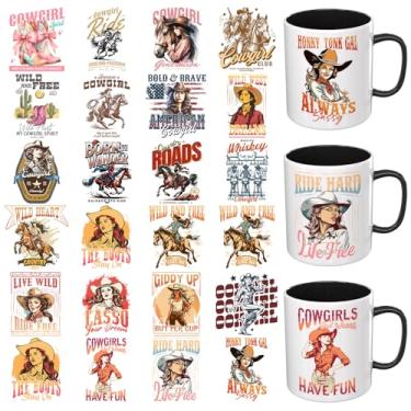 Imagem de Dorsbaby 24 peças Cowgirl UV DTF envoltório de copo UV DTF adequado para canecas, óculos, notebooks, computadores, mesas e cadeiras, etc. Papel de transferência UV DTF de alta viscosidade