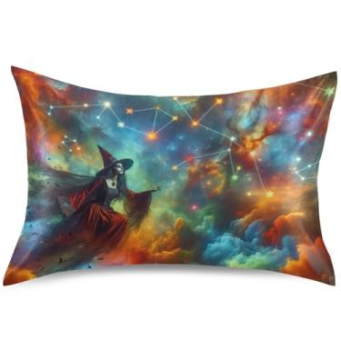 Imagem de Rainbow Space Witch Fancy0 Fronha de almofada refrescante King Queen Padrão Fronha Design Soft Bed Pillows, Queen Size, 76,2 cm x 50,8 cm