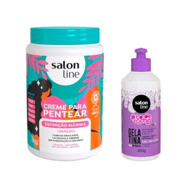 Imagem de Salon Line, Kit Alta Definição Com Creme de Pentear + Gelatina Capilar, Veganos - Para Cabelos Ondulados, Cacheados e Crespos, 320g e 1kg