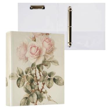 Imagem de Fichário com 3 anéis, rosa, floral, vintage, 3,8 cm, fichário com 200 folhas para mulheres, homens, escritório, crianças, material escolar, 1 pacote