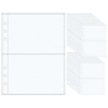 Imagem de Mogoostry Protetores de folha A5 para fichário de 6 anéis, 20 folhas, protetores de página transparente de plástico, capas de álbum de fotos, camada única, protetor de 2 bolsos fosco