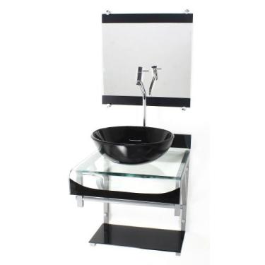 Imagem de Gabinete de vidro 40cm para banheiro curvado duplo pc cuba redonda pre