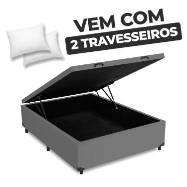 Imagem de Cama Box Baú Casal 138x188x41cm + 2 Travesseiros