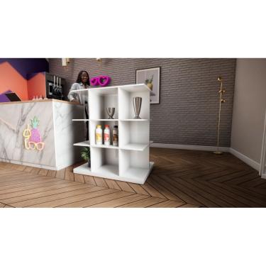 Imagem de  Balcão Central Com Nichos Para Loja Comércio Modular Branco Cód.206