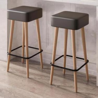 Imagem de Kit 2 Banquetas Alta Dubai, 70cm, para Balcão, Bar e Cozinha Gourmet (PRETA)