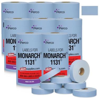 Imagem de Perco Etiquetas de preço azuis para Monarch 1131 Price Gun 8 mangas, pacote econômico de 64 rolos - 160.000 etiquetas de marcação de preço com rolos de tinta incluídos