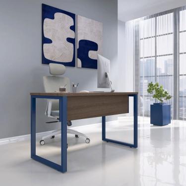 Imagem de Escrivaninha para Escritório 73,5cm X 150cm Walnut/Azul Delrei