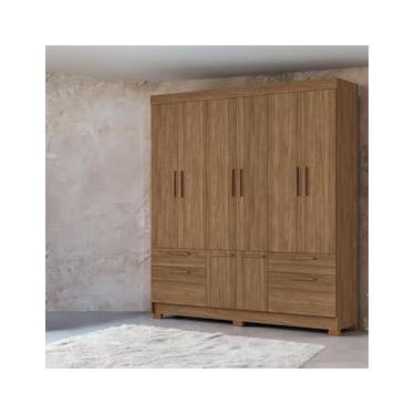 Imagem de Guarda-Roupa Casal Santos Andirá Curitiba com 8 Portas, 4 Gavetas e 5 Prateleiras – 194,4cm de largura