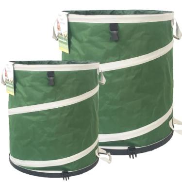 Imagem de Tespher Lixeira Dobrável De 24 Galões E 46 Litros Com Fundo Sólido Para Saco Lixo Jardim, Lata Retrátil, Reciclagem, Camping Trailers, Cesto Roupa Suja, Grama Gramado, Sacos Ervas Daninhas Folhas