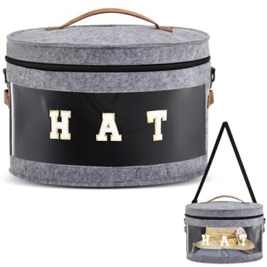Imagem de Dansydaisy Caixa de chapéu com alça de ombro e várias alças, organizador de chapéu de viagem dobrável para bonés de cowboy de aba larga, recipiente de armazenamento empilhável para armário e