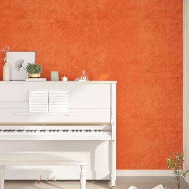 Imagem de Papel de parede texturizado de veludo laranja descasque e cole papel de parede de tecido de flocagem laranja para paredes quarto gótico macio papel de contato rolo de feltro autoadesivo removível