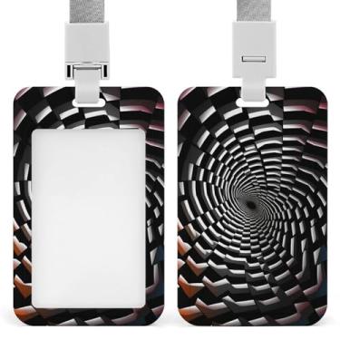 Imagem de LMNGH Porta-crachá de identidade, carretel vertical, porta-cartão de identificação, ilusão visual, porta-crachá de identificação com janela transparente, crachá, crachá, manga para trabalho