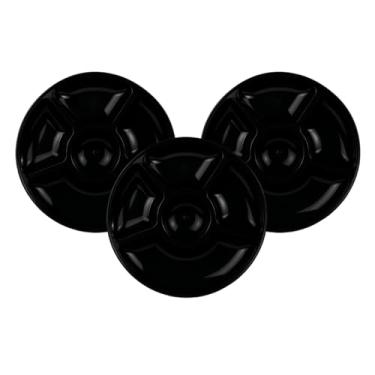 Imagem de Kit 3 Petisqueira Com 5 Divisorias 31cm Para Servir Petiscos Molhos Queijos Amendoim Buffet (Preto)