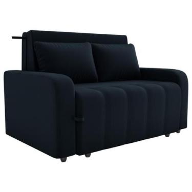 Imagem de Sofa Cama 2 Lugares 138 cm Amora Veludo Inca E451 Preto Milani Store, 
