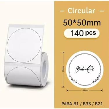 Imagem de Etiqueta Térmica 50x50mm Redonda para Impressora Niimbot – 150 Unidades, Papel Adesivo Térmico, Ideal para Organização e Identificação