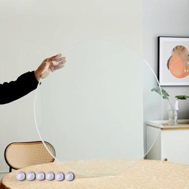Imagem de Tampo De Mesa De Vidro Transparente, 18" 22" 26" 30" Mesa De Jantar De Vidro De Substituição Redonda, Vidro Temperado Premium Plano E Liso, À Prova De Explosão, Tamp, Clear, 75cm(30Inch)