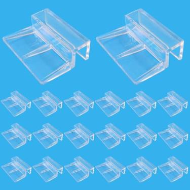 Imagem de Hordion 20 peças de clipe de tampa de aquário, 10 mm acrílico transparente suporte de tampa de aquário clipes de cobertura de vidro para aquário sem aro