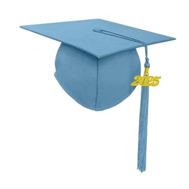 Imagem de Vaveren Boné de formatura com decoração de borla Boné acadêmico para lembrancinhas de festa escolar Graduados, Azul Claro