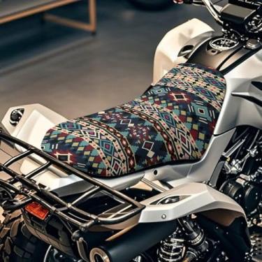Imagem de Dreaweet Capa de assento de quadriciclo impermeável Navajo Native Tribal Geométrica Quatro Rodas Acessórios Antiderrapantes e Resistente a Rasgos Capas de Assento Universais para a maioria dos ATV