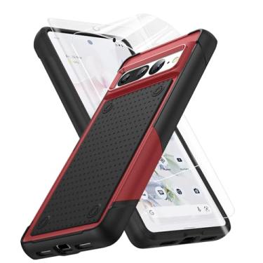 Imagem de Jeylly Capa para Google Pixel 7 Pro, capa para Pixel 7 Pro, proteção dupla resistente à prova de choque, antiarranhões, híbrida, policarbonato rígido+silicone TPU macio protetor contra quedas mulheres meninas capa de telefone para Pixel 7 Pro, vermelho