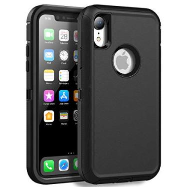Imagem de MXX Capa compatível com iPhone Xr, capa protetora de 3 camadas, superprotetora, resistente, resistente, à prova de choque e poeira, projetada para Apple XR capa de celular 6,1 polegadas preta