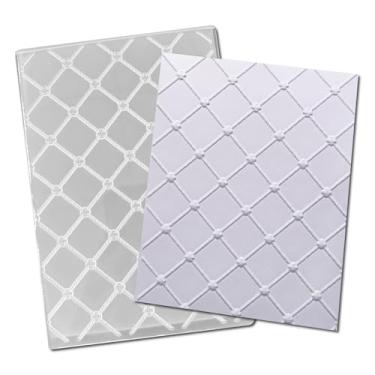 Imagem de DIYology Pasta de gravação de plástico 3D (padrão de corda de cânhamo) artesanato de papel corda de oceano de plástico impressões texturizadas para fazer cartões scrapbooking 11,4 cm x 16,3 cm