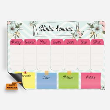 Imagem de Planner Imã de Geladeira - Quadro Lousa Magnética - Planejamento Mensal Semanal 20x30cm ou 30x40cm (64, 20x30cm)