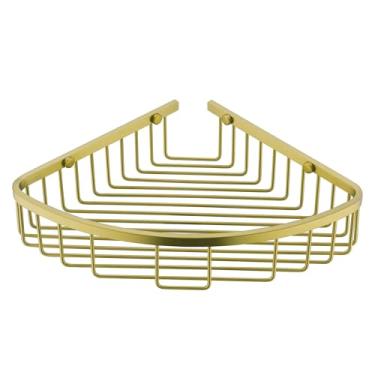 Imagem de orhemus Cesta de canto de aço inoxidável 304 para banheiro, organizador de parede, acabamento em latão dourado escovado, resistente