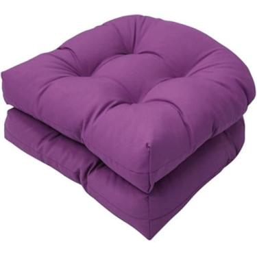 Imagem de Almofada Em Forma De U Almofada De Assento De Sofá Para Uso Interno E Externo Almofada De Cadeira De Vime De Vime Para Móveis De Pátio, Purple, 2 pack (48 * 48cm)
