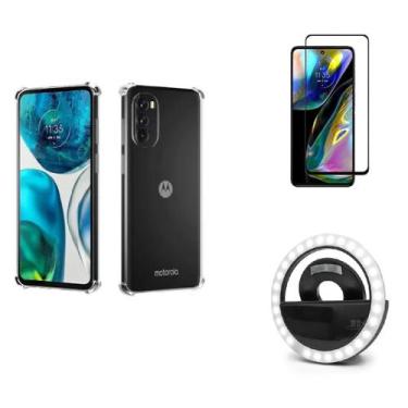 Imagem de Kit Flash Selfie Motorola Moto G82 + Capa + Película De Vidro 3D