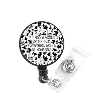 Imagem de PLITI Alice Gift Wonderland Tea Party Gift If I Had A World of My Own Carretel de crachá com citação inspiradora para enfermeira médica (com emblema mundial)