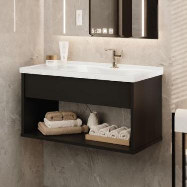 Imagem de Gabinete Suspenso encanto com nicho e Cuba Cores - EE Móveis, Preto