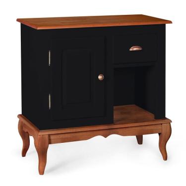 Imagem de Gabinete para Banheiro 1 Porta 1 Gaveta com Pés Luiz XV Dália 3064 - Preto/Imbuia Glazer