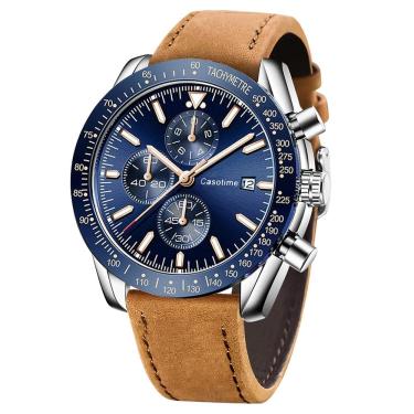 Imagem de Relógio Casotime Chronograph 30m à prova d`água para homens em couro