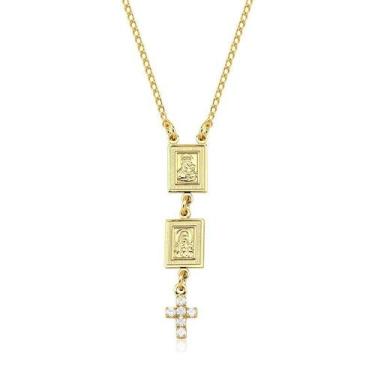 Imagem de Colar Escapulário Frontal Feminino Folheado a Ouro 18k - Maise Joias