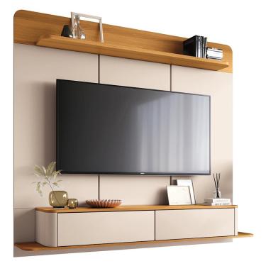 Imagem de Home Suspenso Galax para TV até 70” - HB Móveis Off White/Cinamomo
