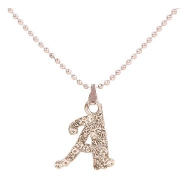 Imagem de Touchstone Bollywood indiano feito à mão com letra do nome do alfabeto amor expressivo strass branco designer joia grossa fofa corrente elegante pingente em tom prata para mulheres, Metal, Sem Pedra