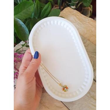 Imagem de Bandeja Bubble Oval - Diversas Cores - Artesanal - Para decoração, porta joia, acessórios (Branco)
