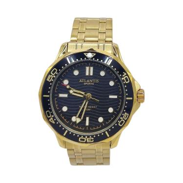 Imagem de Relógio Atlantis Dourado Catraca Resistente a Água 5atm