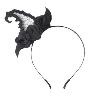 Imagem de Tiara de chapéu de bruxa de Halloween para festa de fantasia feminina cosplay acessório de cabelo bandanas de feiticeiro de máscaras (01, tamanho único)
