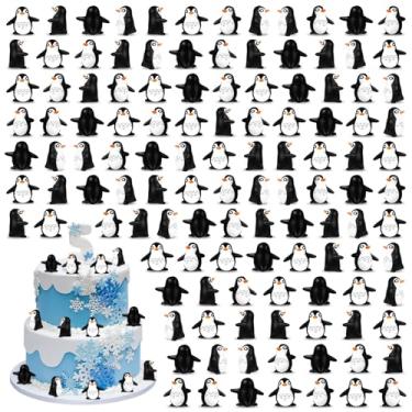 Imagem de 120 peças mini estatuetas de resina de pinguim, ornamentos em miniatura de animais pequenos para decoração de casa, decoração de bolos, artesanato DIY