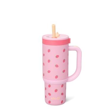Imagem de Ello Copo infantil Oasis de aço inoxidável de 510 g com alça e canudo retrátil, 100% à prova de vazamento, isolamento a vácuo de parede dupla, garrafa de água infantil para escola, livre de BPA