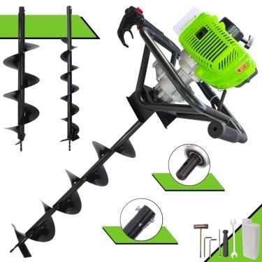 Imagem de Trado Motorizado À Gasolina 2T Menegotti MPS52 52cc 1,8HP 9.000rpm Perfurador de Solo Completo Com 3 Brocas 80x10cm, 80x15cm e 80x20cm