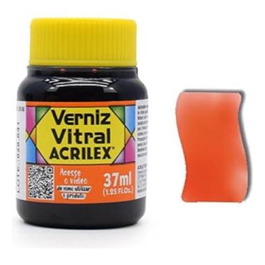 Imagem de Verniz Vitral Para Artesanato Acrilex 37ml Escolha A Cor Perfeito para Copos Garrafas Vaso Outras Perfeito para Copos Garrafas Vasos e Outras Ele Transforma Suas Peças Em Verdadeiras Obras De Arte, Simulando (Laranja 517)