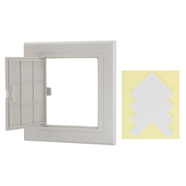 Imagem de PATIKIL Painel de acesso para drywall 12 x 12 cm, 1 conjunto de plástico ABS capa de orifício de parede porta de acesso com fita dupla face para teto de parede elétrica, cinza