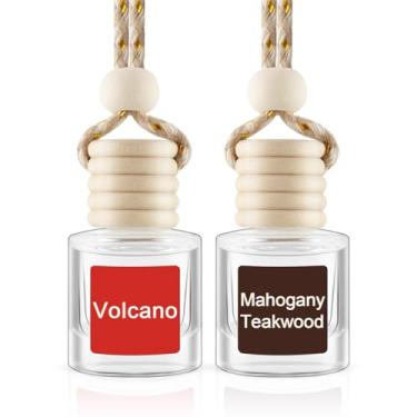 Imagem de JUSTTOP Purificador de ar para carro, pacote com 2, madeira de teca de mogno + difusor de aromatizador de óleo essencial de vulcão para carro, ambientador de carro de longa duração para mulheres e